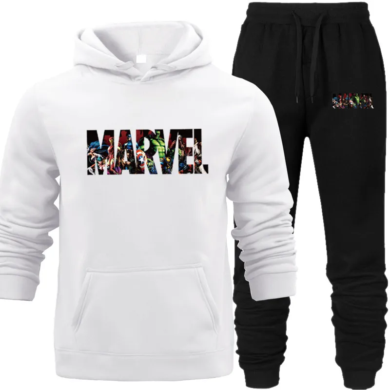 Пуловер унисекс с капюшоном; Спортивный костюм; толстовка с героями Marvel; принт в стиле хип-хоп; худи с карманами и уличным капюшоном для девочек - Цвет: BAI-HEI-CMWD