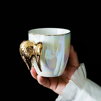 

Europe Luxurious Fantasy Colorful Golden Angel Wings Capucino Milk Mugs Afternoon Tea Espresso Coffee Cup Teacup Gift For Lovers