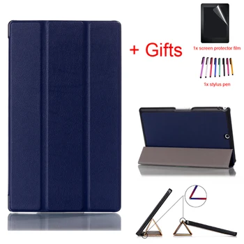 

Slim Smart Magnetic Folding Case Cover for SONY Xperia Z3 Tablet 8inch Full Protective Protective Stand Cover +Film+Stylus Pen