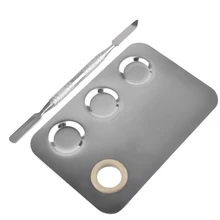 Палитра из нержавеющей стали квадратная со слотом для дизайна ногтей косметическая Палитра для смешивания с шпателем Маникюрный Инструмент