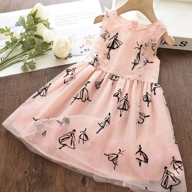 AX1367 Pink Bear leader/платье для девочек новые летние детские платья принцессы для девочек милое платье с цветочным рисунком милый повседневный костюм Одежда для детей 3-8 лет - Цвет: AX1367 Pink