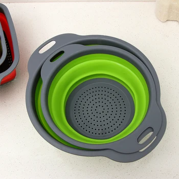 

Home Multifunctional Collapsible Silicone Colander Foldable Washing Drain Basket Kitchen Storage Sink Fruit Vegetable Straine