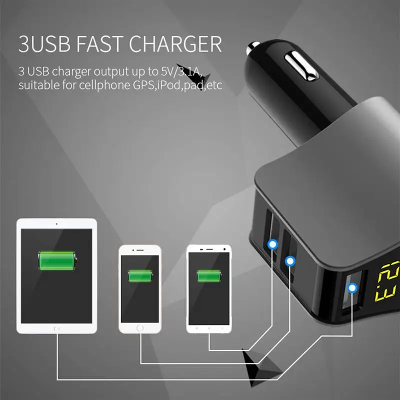 12-24 в 80 Вт автомобильный тройной USB адаптер для автомобильного прикуривателя розетка сплиттер конвертер автомобильное напряжение Диагностика прикуривателя