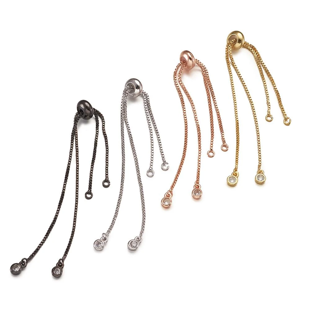 Slider Bracelets 4 Color 20 pcs Adjustable Brass Chain Bracelet DIY Makings