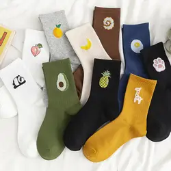 Мужские носки унисекс с забавными фруктами, Harajuku, разноцветные мужские носки средней длины, 100 хлопок, 1 пара, Kawaii