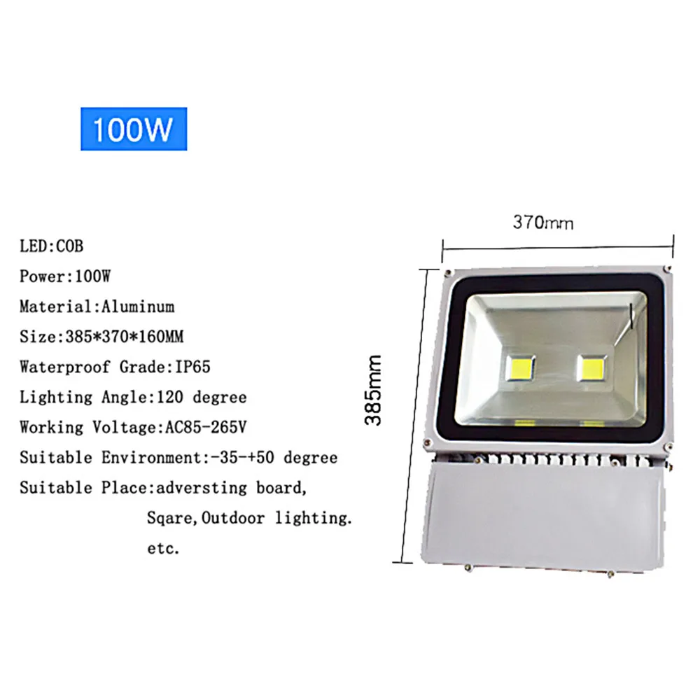 Waterproof IP66 LED Floodlight 100W Projector AC85-265V Outdoor Security Landscape Floodlight Wall Light Blue Warm White Green Y