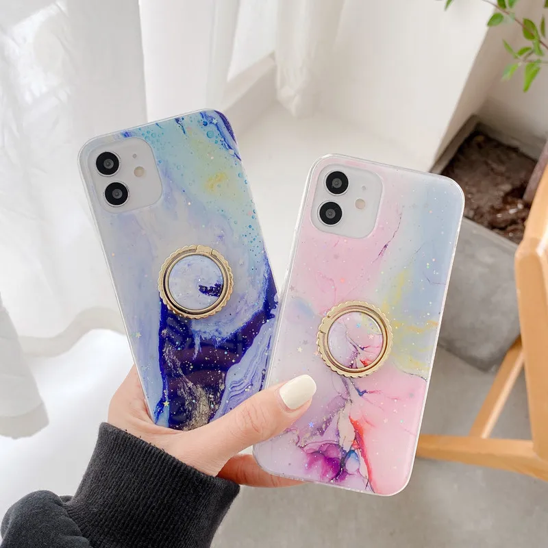 Moskado Bling Gitter Stand Ring Holder Phone Case For Iphone 12 Pro Max