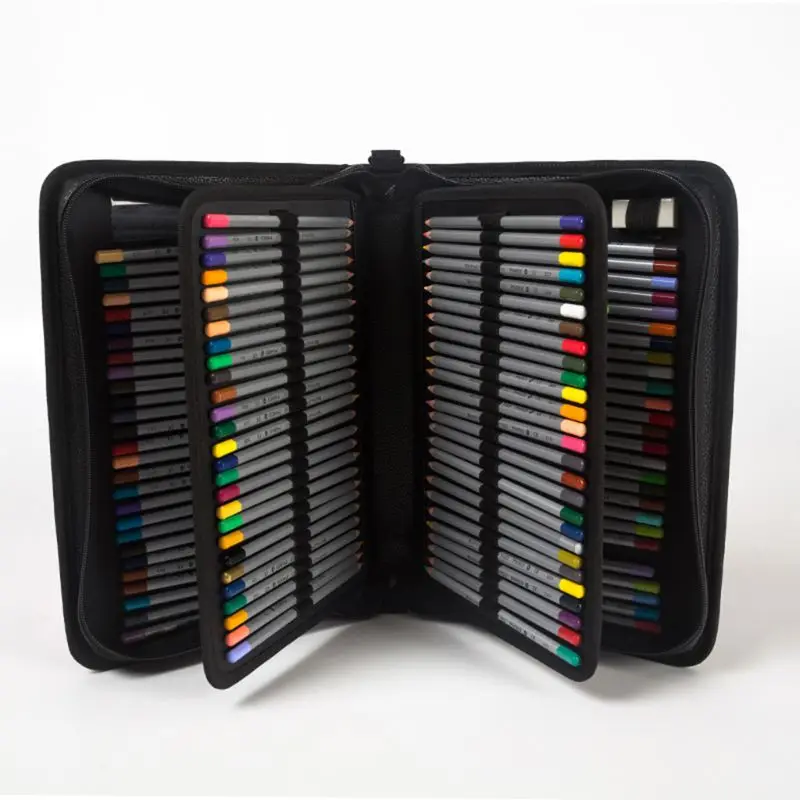 

160 Slots Leather Large Capacity Pencil Bag Gel Pen Case Stationery Art Supplies
