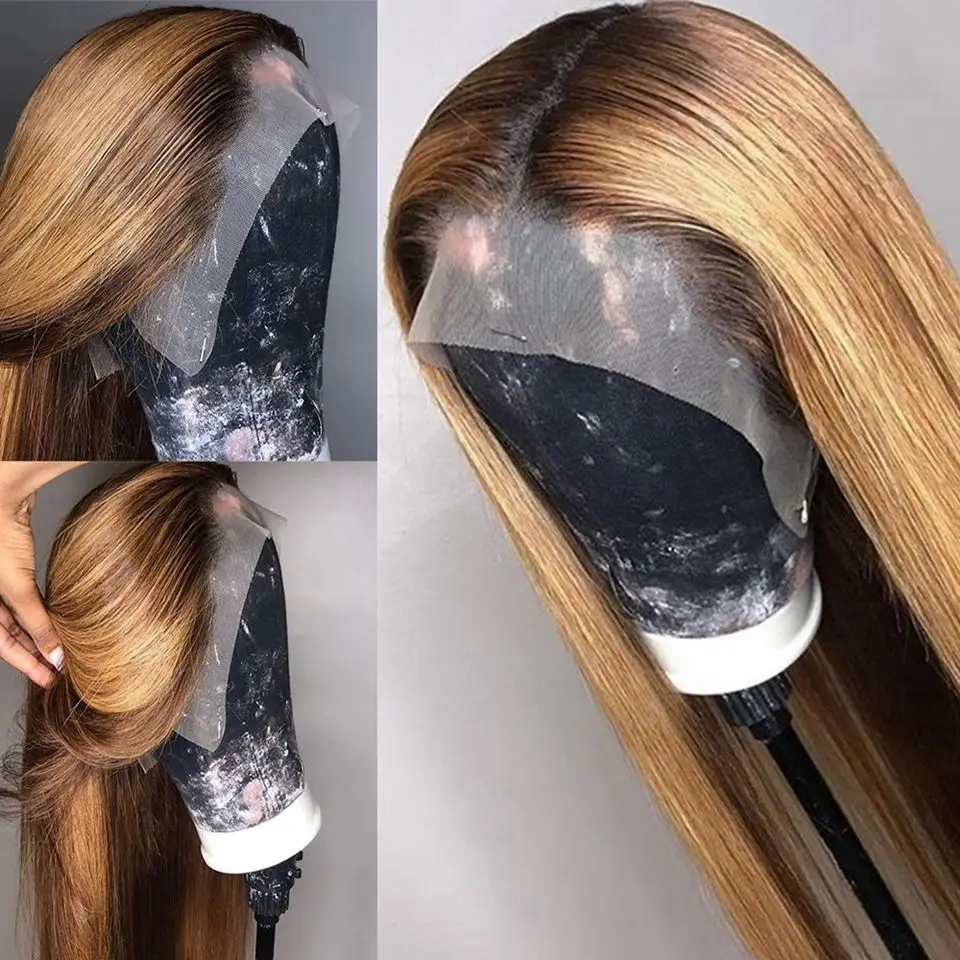 Low Price Lace Wig Blonde Human-Hair Brown Pre-Plucked Straight T427 Roots Remy 180-% glLXLgZRX