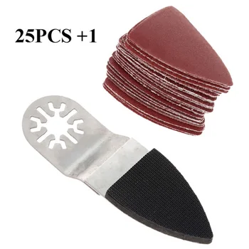

100% Brand New High Quality 25Pcs Sanding Sheets Sandpaper 60-240 Grits Triangle + 1Pc Finger Sanding Pad