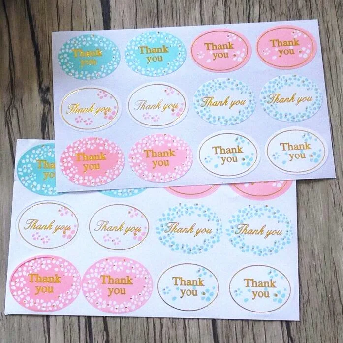 

1200pcs/lot Lovely Round Golden "Thank You" Seal Sticker Kraft Paper Material Sticker DIY Multifunction Handmade Gift Sticker