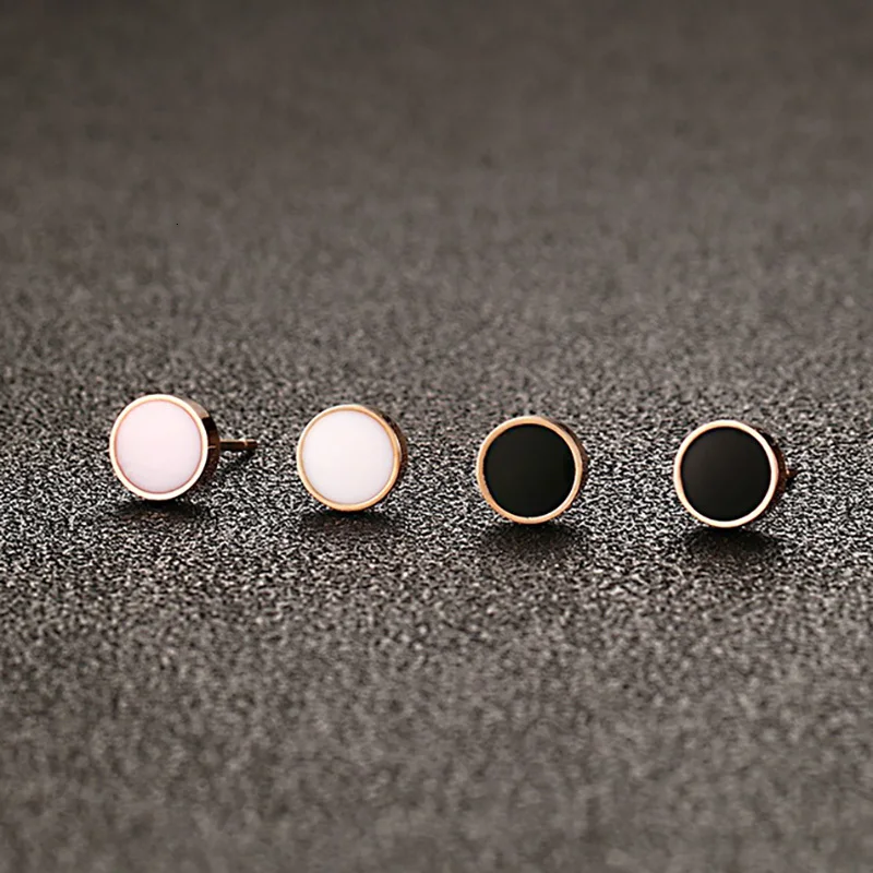 Vnox косули золото-цвет Нержавеющая сталь Серьги-гвоздики круглый эмаль женских украшений