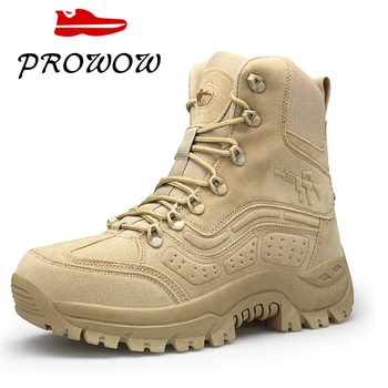 

Prowow Men High Quality Brand Military Leather Boots Special Force Tactical Desert Combat Men's Boots Outdoor Shoes Ankle Boots