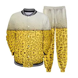 SHUJIN 2 шт. мужские наборы свитшотов для пивного фестиваля, повседневная куртка с принтом пива + брюки, спортивная одежда, комплект мужской