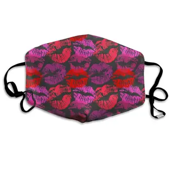 

Colorful Lipstick Kisses Washable Reusable Mask, Cotton Anti Dust Half Face Mouth Mask For Kids Teens Men Women With