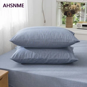 

AHSNME Denim Blue Washed Cotton Plaid 100% Cotton Pillowcase Special Wrinkle Craft Super Soft Summer Fall pillowcase 50x75cm