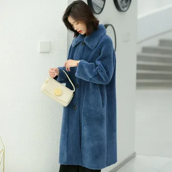 

Real Fur Coat Women Sheep Fur Jacket Winter Coat Women Korean Cute Woolen Overcoat Long Abrigos Mujer Invierno 2020 1868 YY547