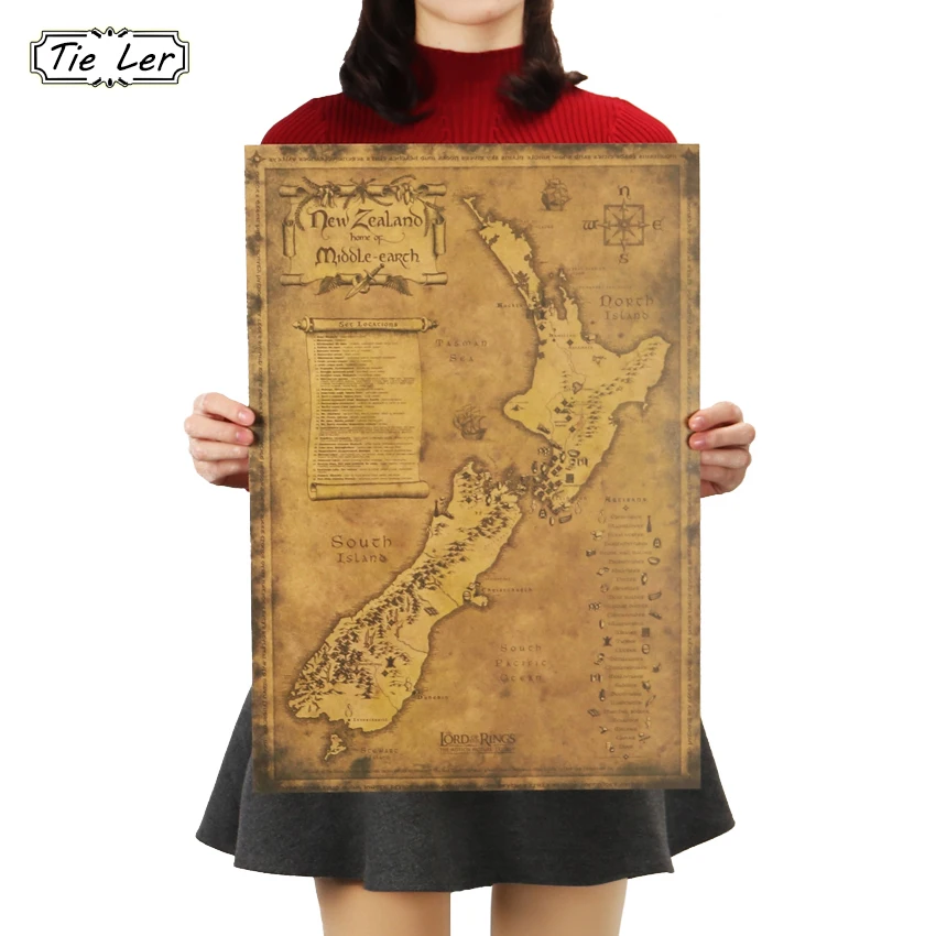 Новая Зеландия загадочная Старая карта Плакат восстановление древних способов карта крафт-бумага украшение картина плакат стикер на стену