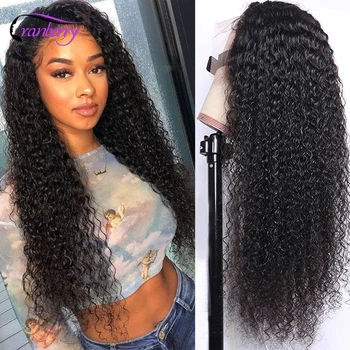

Cranberry Kinky Curly Human Hair Wigs Pre Plucked Hairline Remy Peruvian Wigs 13*4 Lace Front Human Hair Wigs For Black Women
