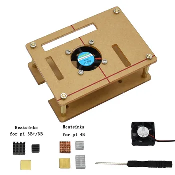 

1Set Transparent Acrylic Case with Cooling Fan Screwdriver Heatsinks for Raspberry Pi 4B/3B+/3B Drop Ship