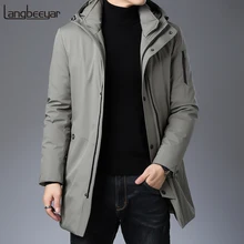 Высший сорт, новинка, зимний модный брендовый пуховик, мужская уличная куртка с капюшоном, пуховое пальто, длинный утиный пух, Теплая мужская одежда