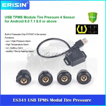 

Erisin ES341USB TPMS Modul Tire Pressure with 4 Sensors for Android 6.0/7.1/8.1/9.0/10.0 Autoradio Car DVD Player Stereo