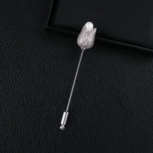 Южнокорейский стиль Кристалл Тюльпан А-линия брошь микро циркон высшего класса Женское пальто корсаж булавка 2088