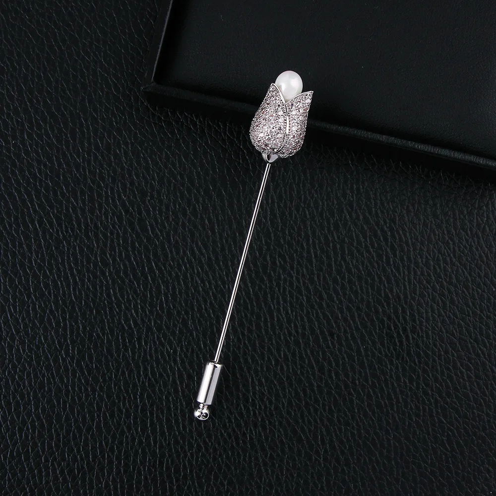

South Korea-Style Crystal Tulip A- line Brooch Micro Zircon Top Grade WOMEN'S Overcoat Corsage Pin 2088