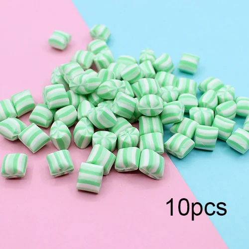 Счастливые обезьяны 10 шт. Fimo поставки слаймов игрушки Полимерная глина конфеты амулеты DIY дополнение наполнитель для пушистого облака прозрачный слизи - Цвет: Green 10pcs