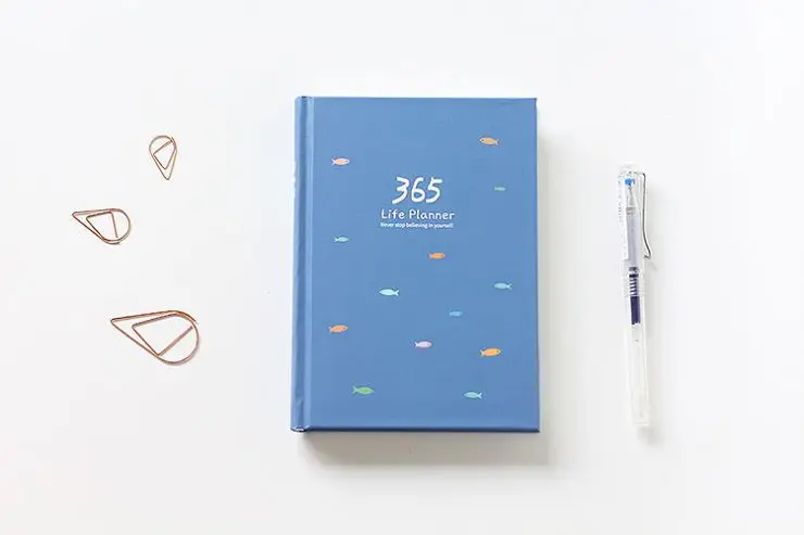 A6, простой и свежий 365 дневник, портативный дневник для записей, твердый переплет, Thi Agenda,, план недели, блокнот для путешествий, школьные принадлежности - Цвет: Violet fish