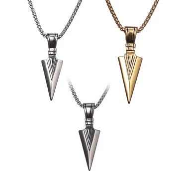 ZRM Personality Fashion Punk Striking Men's Vintage Spearhead Arrowhead Pendant Necklace for Men Chocker 1