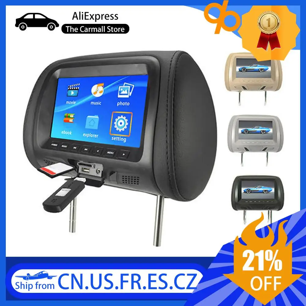 

Car Headrest Monitor Rear Seat Entertainment Multimedia MP3/MP4/FM/Video/Muisc/TF Card Player 7 Inch HD Universal For Car