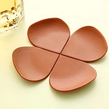 Chic Flower-shaped Silicone Placemat Four-leaf Clover Non-slip Tea Mat Heat Resistant Coaster BPA Free Waterproof Tableware Mat