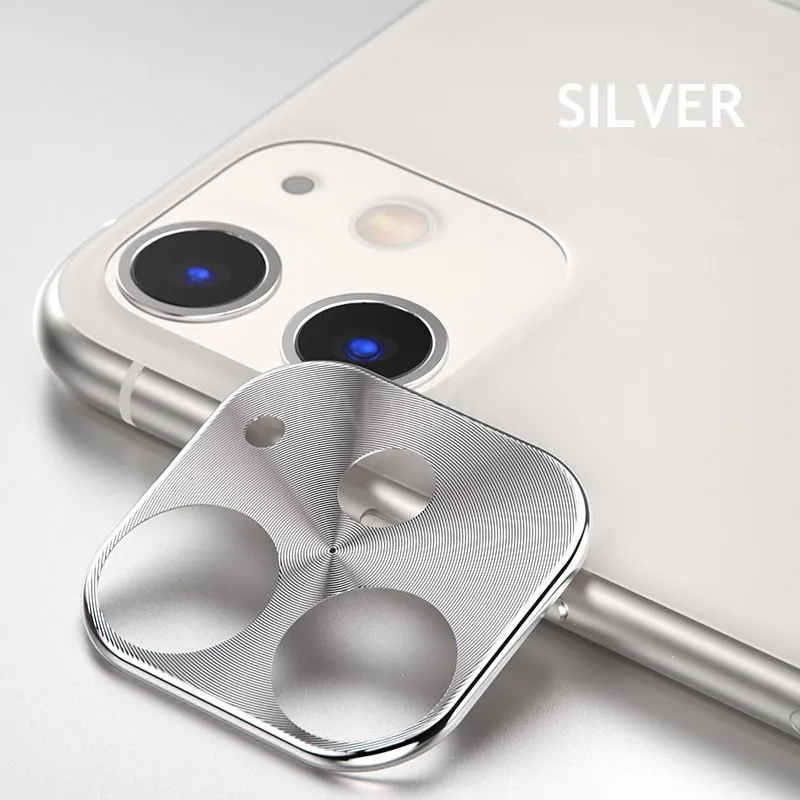 Для iPhone 11 Pro Max задняя камера чехол с металлическим кольцом 360 Полное покрытие Задняя камера объектив Защита экрана для iPhone11 защитное кольцо - Цвет: Silver