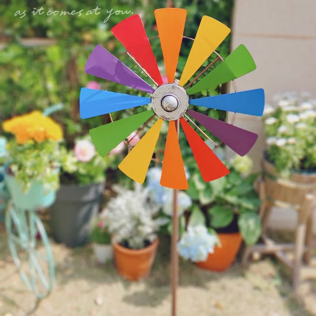 Színes Virág Szélmalom Fonó Szél Kültéri Kerti Udvar Terasz Dekoráció Gyerekek Játék Könnyű Eltávolítás 2021 Új - Image 2