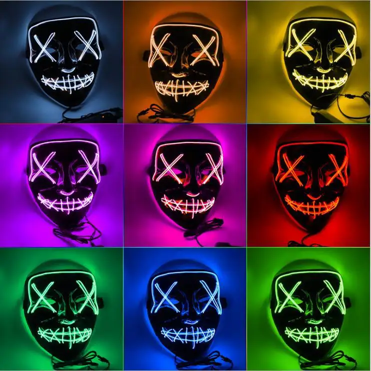 

Halloween Mask LED Purge Masks Election Mascara Costume DJ Party Light Up Masks Glow In Dark