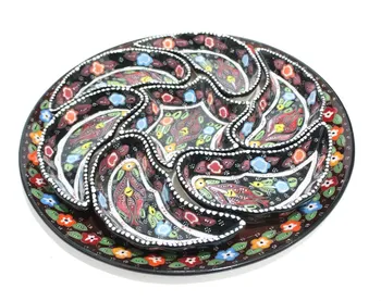 

Brown Color Kutahya Turkish Tile Windbreaker Breakfast Set Handmade Traditional Kutahya Ottoman Anatolian TT1
