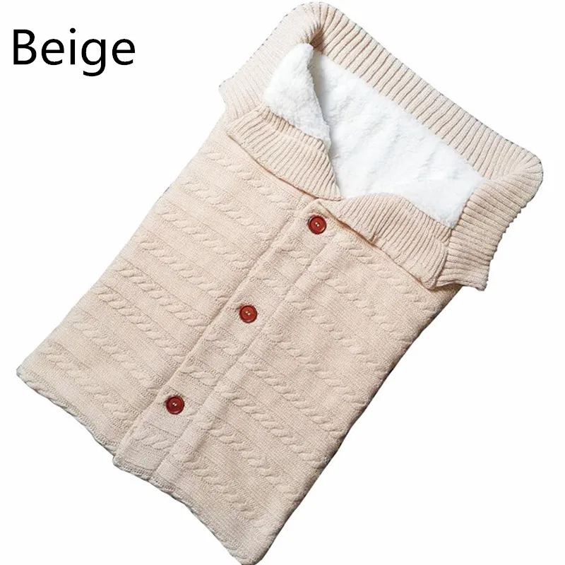 Beige 8 цветов, модная зимняя вязаная коляска для новорожденных, детский спальный мешок - Цвет: Beige
