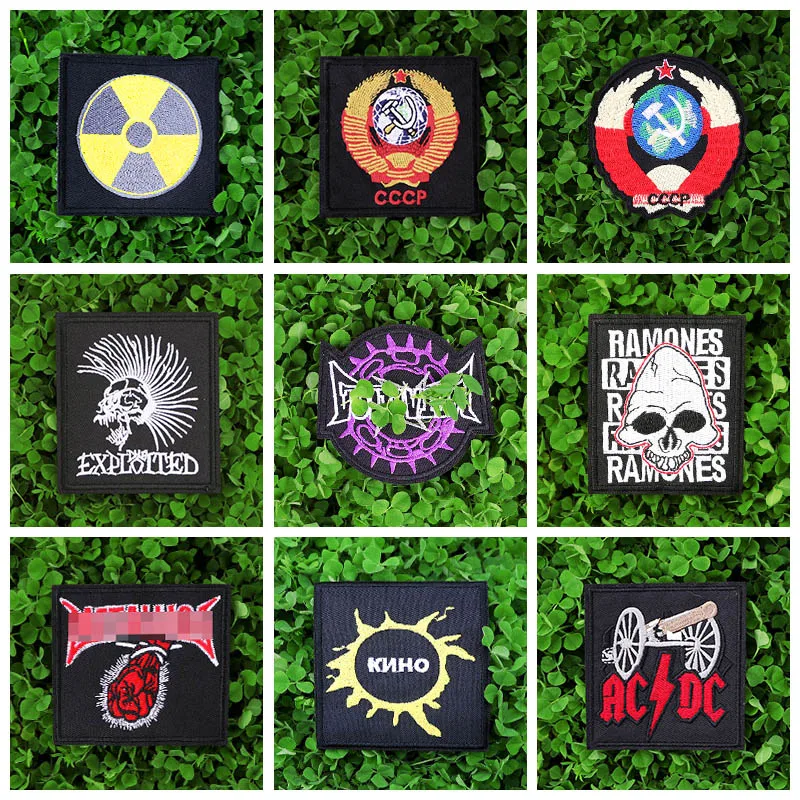

Hippie Patch Rock Band Patches For Clothing DIY Stripe On Clothes Embroidered Iron On Patches Metal Bands Patch Applique Badge