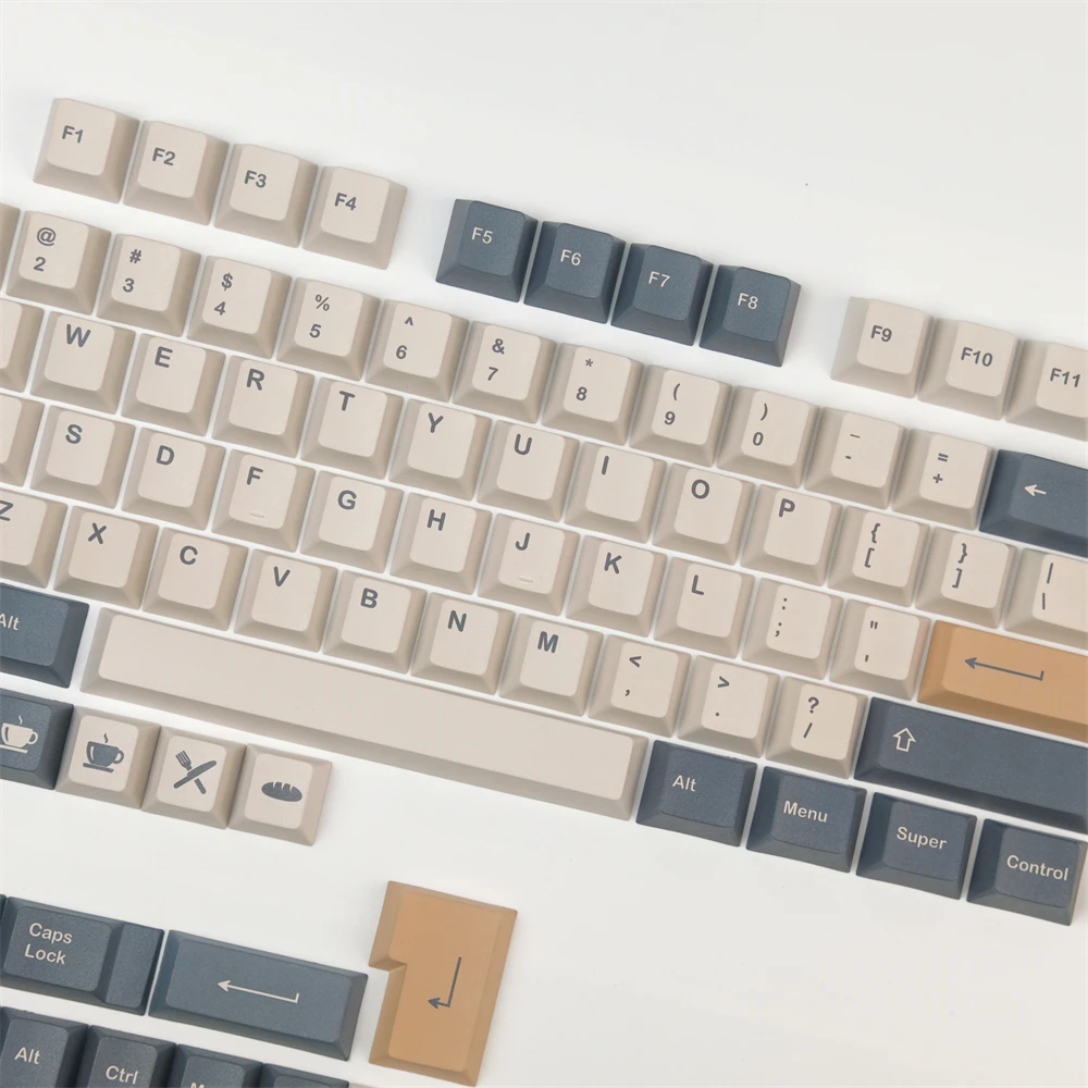 Teclas Conjunto Completo Pbt Gmk Café Keycaps Cereja Perfil Dye-sublimação Keycap para Teclado Mecânico Ansi 60 80 100 Layout 140 - Imagem 4