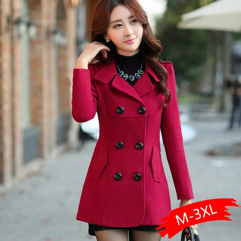 

2019 Winter Clothes Short Wool Coat Women Coat Korean Autumn Woolen Coat Fashion Double-breasted Elegant Wools Blends