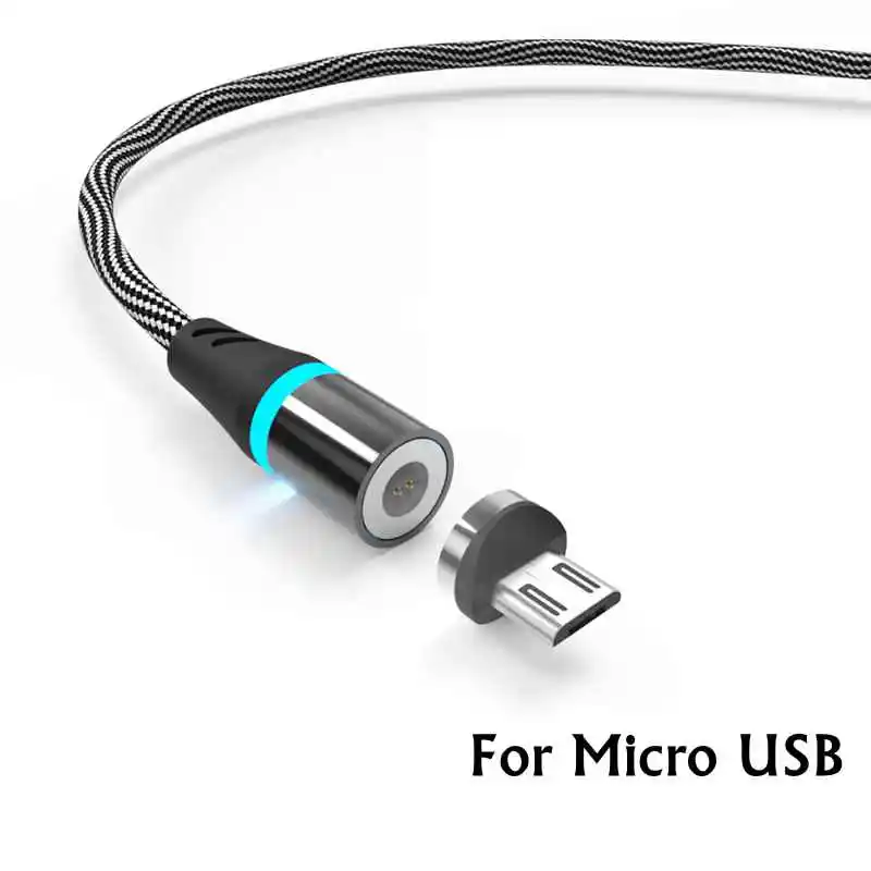 Black micro usb Sindvor Магнитный кабель Micro usb type C для iPhone кабель освещения 1 м 3A провод для быстрого заряда type-C Магнитный кабель для зарядки телефона - Тип штекера: Black micro usb