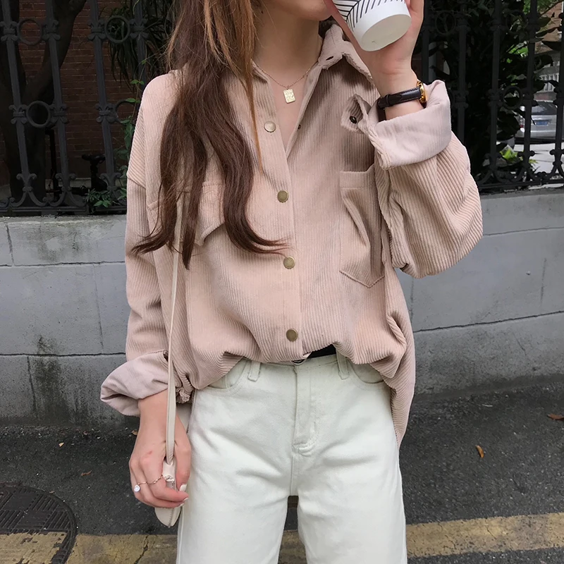 low cost  Vintage Corduroy Jackets Women Winter Autumn Coats Plus Size Single-breasted Harajuku Overcoats Jac