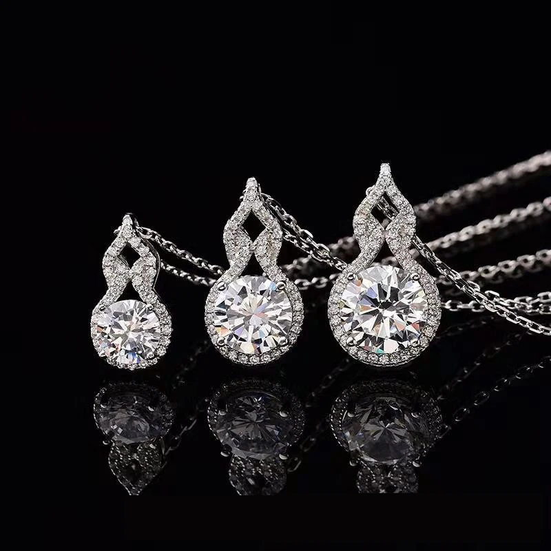 OEVAS Real 1/2/3 Carat D Color Moissanite 100% 925 Sterling Silver Bridal Pendant Necklace Women Sparkling Wedding Fine Jewelry