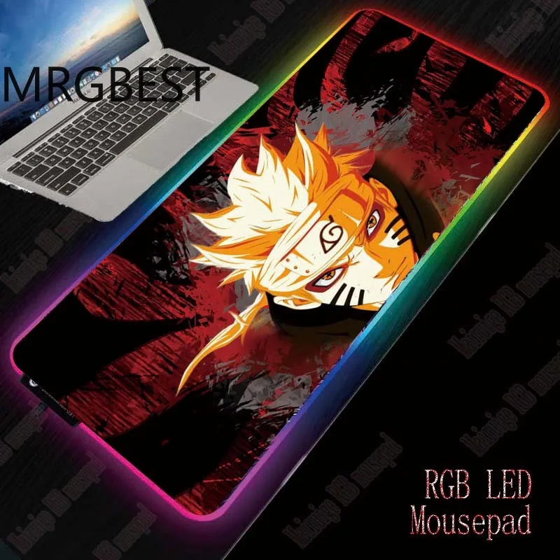

MRGBEST Naruto Anime Gaming Locking Edge Large RGB Computer Mouse Pad Gamer Mat Desk Backlit Pc Keyboard Pads Whit LED Backlight