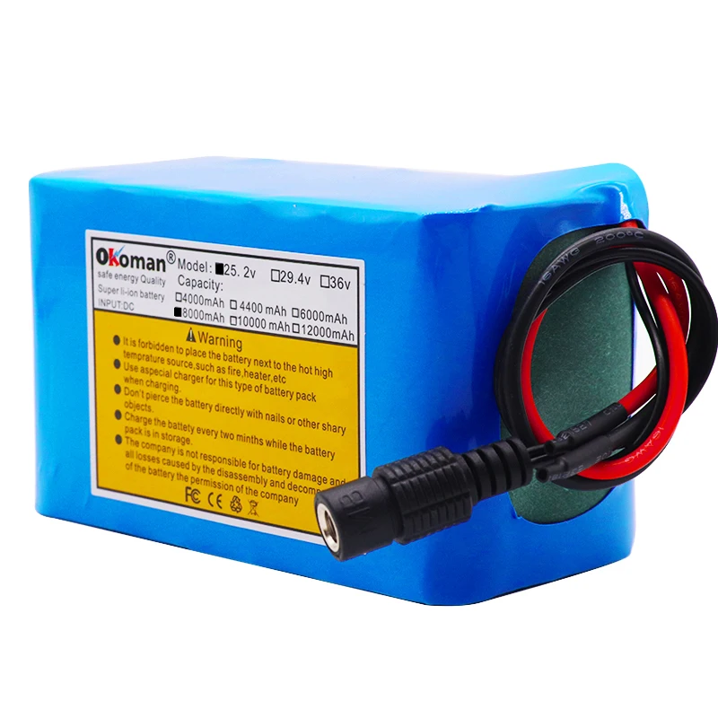 24V 8Ah 18650 аккумулятор, литиионый аккумулятор, 25,2 8000 мАч Электрический велосипед мопед/Электрический/литий ионный Батарея литий ионный аккумулятор с зарядным устройством