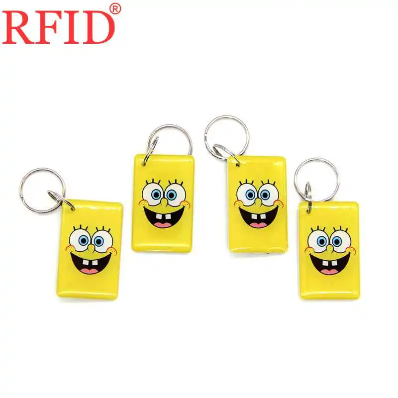ID 125 кГц EM4305 EM4205 Перезаписываемый RFID брелок для ключей с мультяшным значком, водонепроницаемый брелок для ключей, карта контроля доступа 1 шт - Цвет: 4pcs Yellow