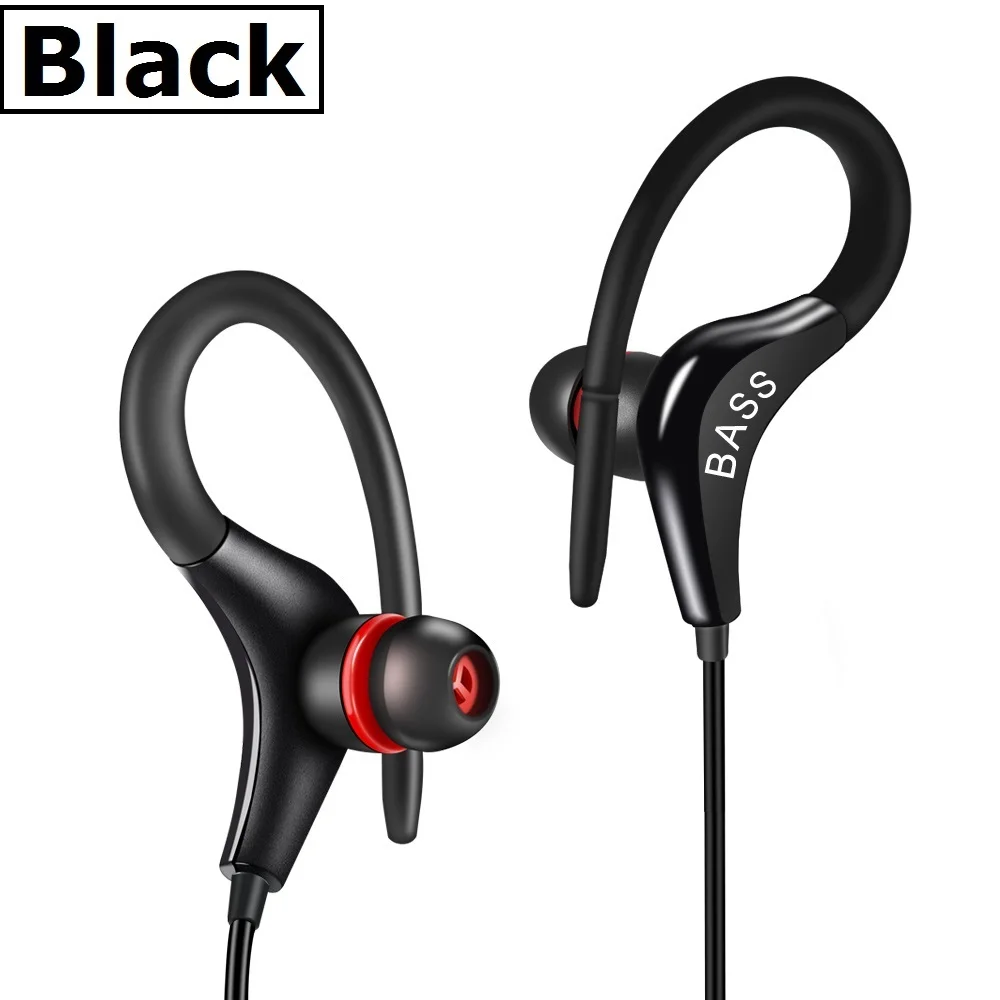 Black Simvict S13, стерео спортивные наушники, проводная гарнитура для бега, наушники с Ушными крючками, супер бас, для iphone, Xiaomi, Redmi, samsung, huawei - Цвет: Black