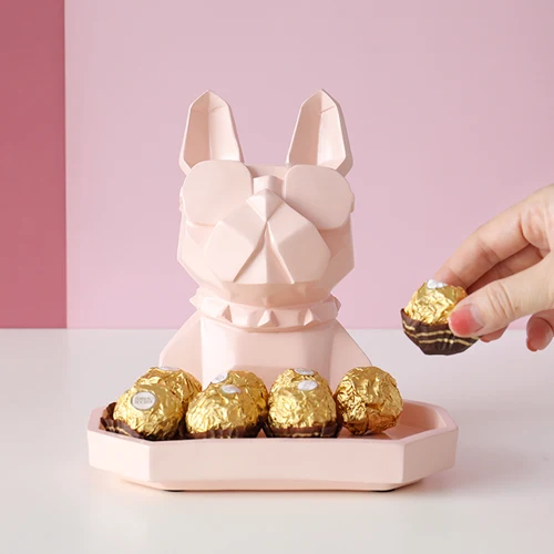 2020 New home storage box Dog cat modern figurine Candy Fruit key Desktop home decor storage container Home Office Storage box Cat Pink