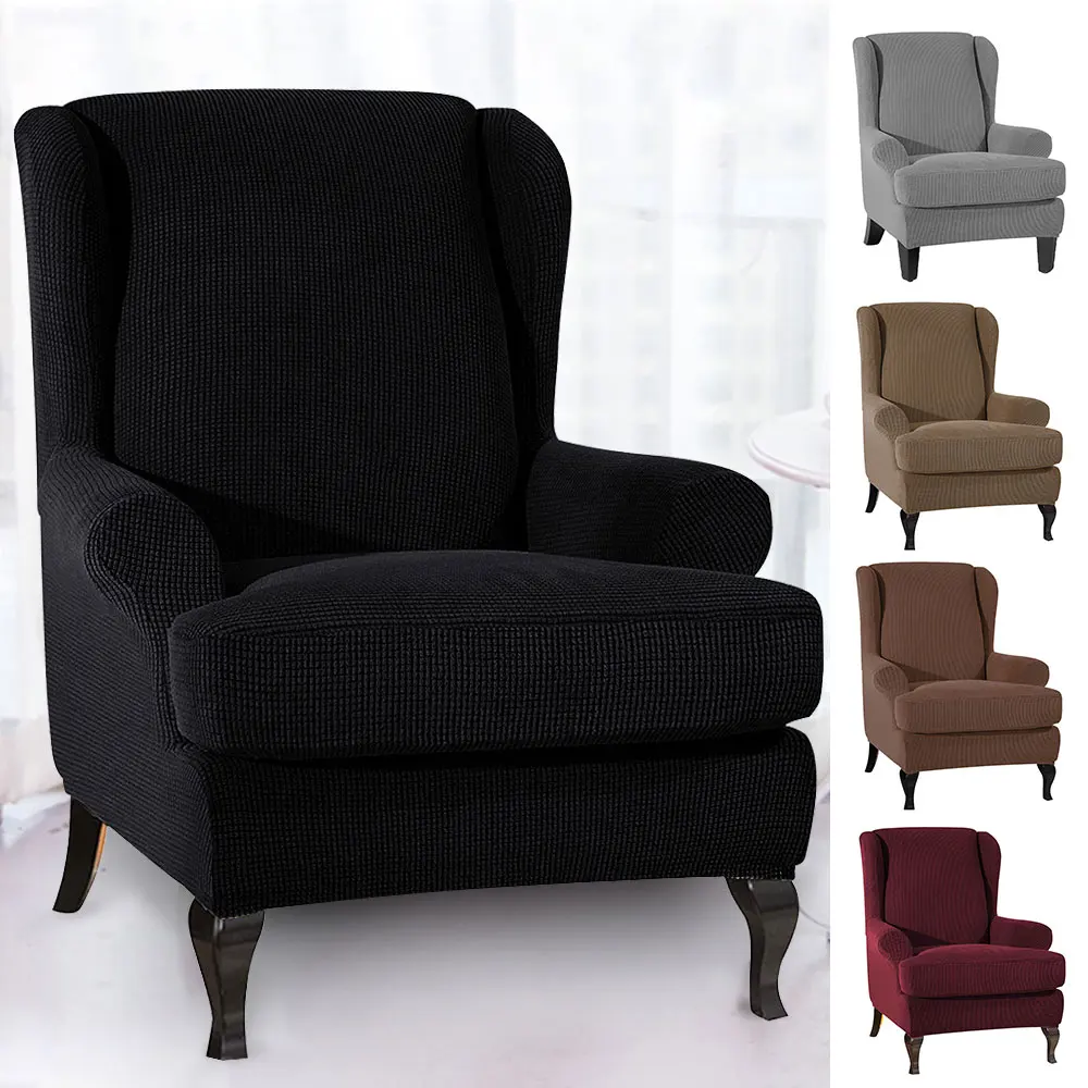 

Stretch Slipcovers Wingback Chair Cover Elastic Sloping Arm Armchair Protector Chair Cover for Living Room Bedroom Couch Cover